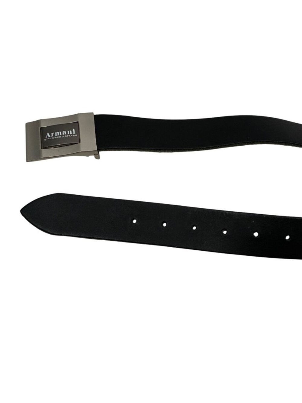 Emporio Armani Black cow split Leather Belt With Polished Buckle 1.5 Inches Wide - Picture 2 of 9